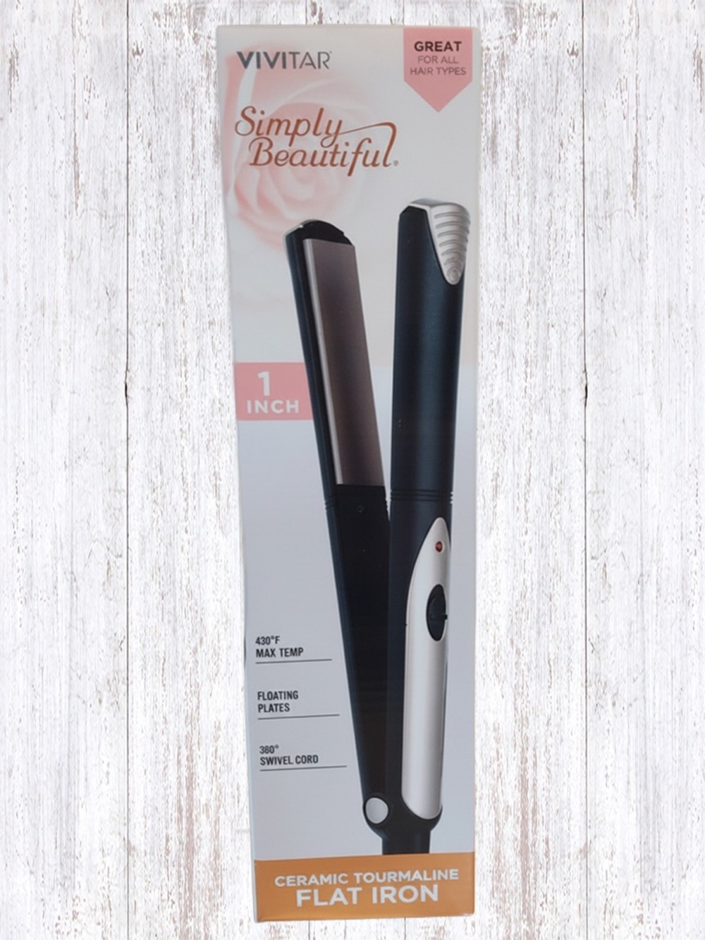 New Vivitar Simply Beautiful Black and White Ceramic Tourmaline Flat Iron 1”